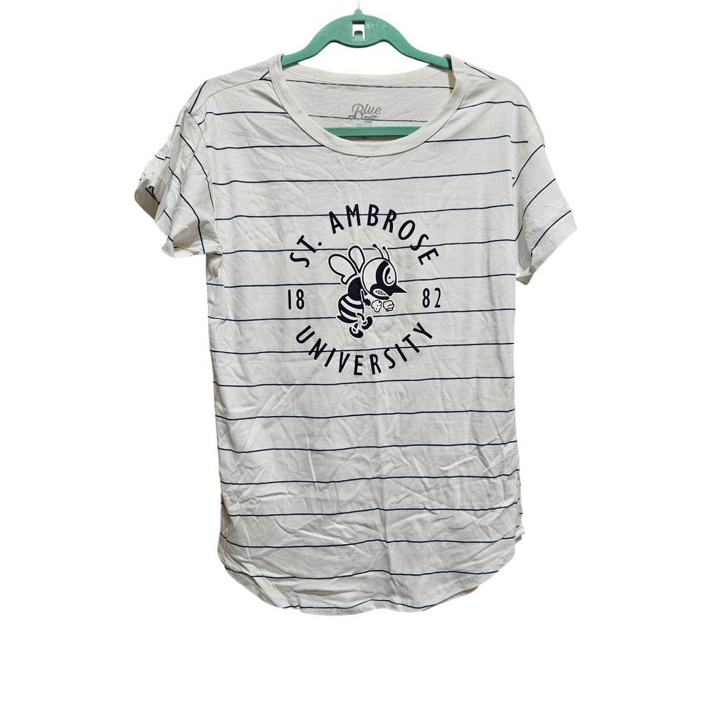 St. Ambrose University‎ Blue 84 Striped Graphic T-Shirt School Spirit